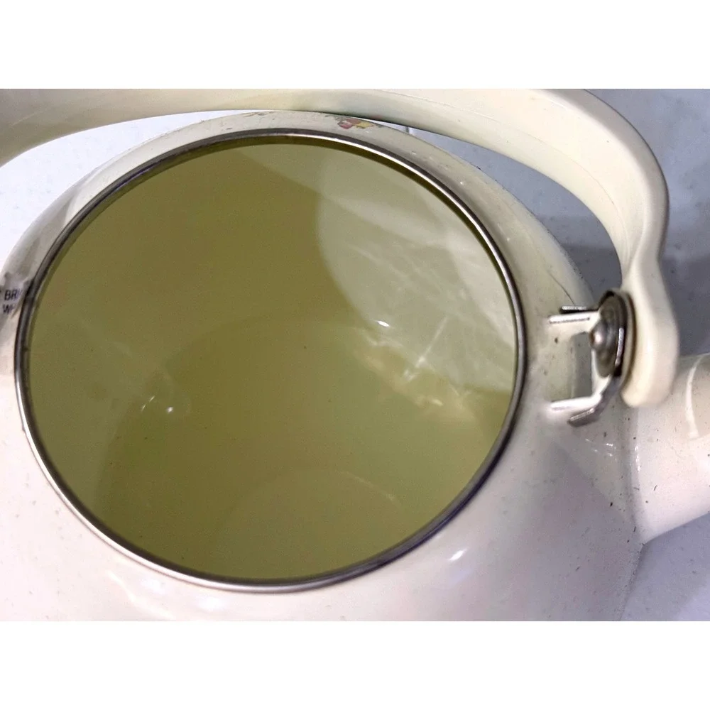 Vintage Spode Christmas Tree Enamel Teapot Kettle Cream Green Stovetop